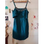 Robe bleue col perles cousues 40 l cache cache.