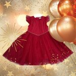 Robe de crmonie rouge tape  l'?il fille 5 ans