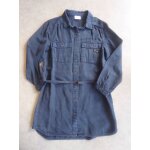 Robe chemise bleu marine  pressions + ceinture tape  l'oeil - 4 ans