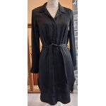 Robe chemise fluide noire avec la ceinture