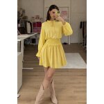 Robe chemise jaune pastel fronc�e �t� shein ? summer gathered pastel yellow shirt dress