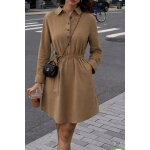 Robe chemise kaki shein manches longues ceintur�e chic / khaki green shirt dress