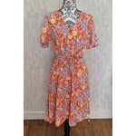 Robe comptoir des cotonniers taille 36 / s viscose rouge fleurie, coupe portefeuille