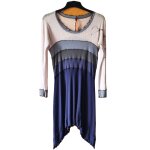 Robe cop. copine taille 38 tons bleu et gris asym�trique tbe