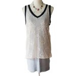 Robe cop. copine taille 40 grise tunique dentelle cr�me tbe