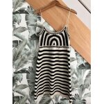 Robe courte  bretelles en tricot - raye beige et noire - zara