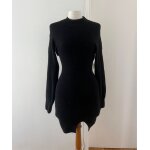 Robe courte hiver noir  fentes cintre style old money odd muse manches longues h&m / black winter short ...