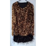 Robe courte sequins dor� et frou frou duveteux