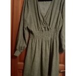 Robe courte vert plumetis fronc�e et �lastique � la taille, en polyester � manches longues - taille 2xl ...