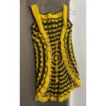 Robe crochet fait main jaune et noir style bohme avec perles