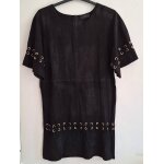 Robe trs lgante couleur unie en cuir de chvre
