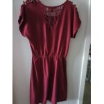 Robe d'�t� bordeaux � d�tails tress�s � jennyfer (xs)