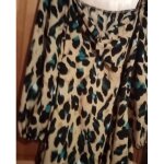 Robe femme 1xl shein mi - longue en polyester imprim�e l�opard noire beige vert blanc � manches longues ...