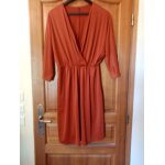 Robe femme de coloris orange, taille 46 / 48, longueur genoux, manche longues, tissu polyester, marque ...