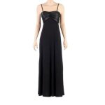 Robe fourreau de soiree coktail camaeu longue noire bustier satin plis avec ou sans fines bretelles ...
