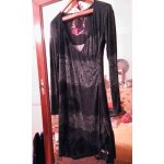 Robe grise motifs bleus clairs imprim velours noir 40 l desigual.