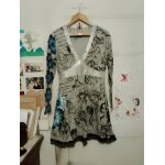 Robe grise motifs noirs / bleus 40 l desigual.
