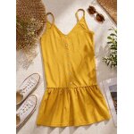 Robe jaune moutarde kiabi xs neuve � coupe fluide estivale f31e;