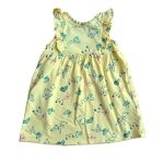 Robe jaune a papillons multicolore. volants. sans manche. h&m. coton. taille 2 ans. 92 cm