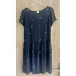Robe l�g�re bleu marine imprim�e palmiers des petits hauts