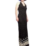 Robe longue dos nu en 100% coton noir et blanc - taille 34 - promod