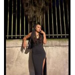 Robe longue noir dos nu