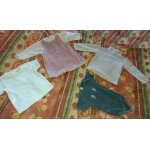 Robe manches longues velours rose + t - shirt manches courtes blanches + sous pull rose + body gris - ...