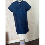Robe marine carreaux � la chinoise