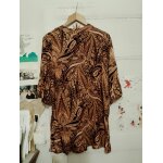 Robe marron / beige manches pattes d �l�phants 38 m h&m.