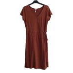 Robe marron col v crois�. manches courtes. h&m. taille m