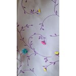 Robe mauve  fleurs brodes, col v - blanche porte - taille 44