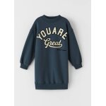 Robe en molleton � inscription bleu canard (zara)