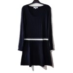 Robe morgan taille m / 38 noire bandes blanches et argentes tbe