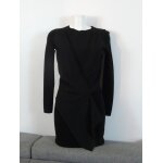 Robe noir droite bi mati�re avec drap� � manches longues - taille 34 - ikks