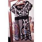 Robe noire / blanche motifs colors perles cousues 40 l desigual.