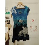 Robe noire / bleue imprim� blanc 40 l desigual.