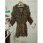 Robe noire fleurs marrons / blanches 36 s zara.