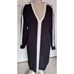 Robe noire fluide transparente  bandes blanches