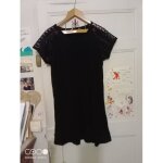 Robe noire manches en dentelle 42 xl g�mo.