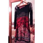 Robe noire motifs colors bas dentelle noire 38 m desigual.
