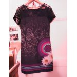 Robe noire motifs colors haut broderie noire 42 xl desigual.