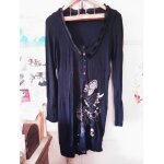 Robe noire motifs gris / blanc + oiseau noir 42 xl desigual.