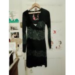 Robe noire motifs gris / bleus clairs 38 m desigual.