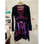 Robe noire motifs roses / violets 38 m desigual.