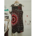 Robe noire motifs rouges / gris 42 xl desigual.