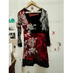 Robe noire / rouge imprim� blanc 40 l desigual.