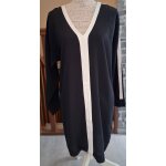 Robe par�o noire � bandes blanches satin�es