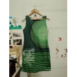 Robe  poches verte imprim blanc 38 m desigual.
