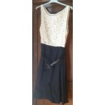 Robe promod t. 42 sans manches haut en dentelle guipure Écru et bas en popeline de coton noir Robe promod t. 42 sans manches haut en dentelle guipure Écru et bas en popeline de coton noir
