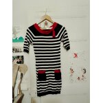 Robe ray�e noire / blanche col rouge 34 xs morgan.